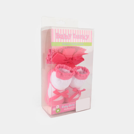 Baby Socks Booties with Headband | 3-12M