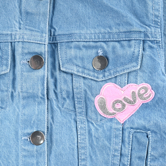 Girls Denim rigid Woven Jacket Love-LT.Blue