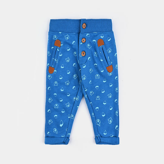 Infant Boys Cotton Terry Pyjama Bear & Acorn-Blue