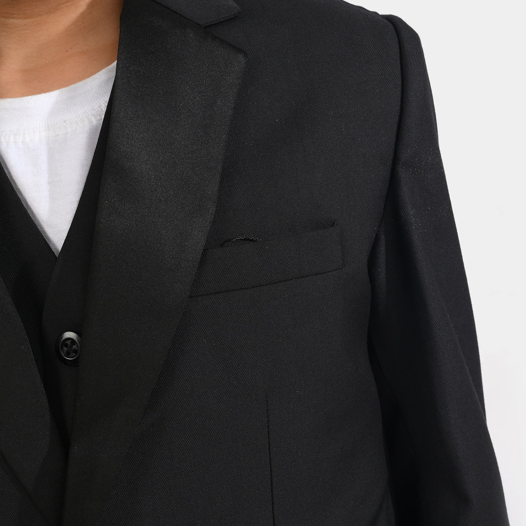 Boys Cotton Twill 3 Piece suit Classic Black