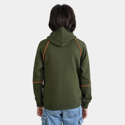 Boys Fleece Knitted Jacket Never Give Up-Rifle.Green