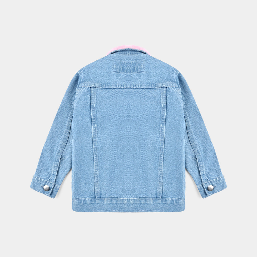 Girls Denim rigid Woven Jacket Love-LT.Blue