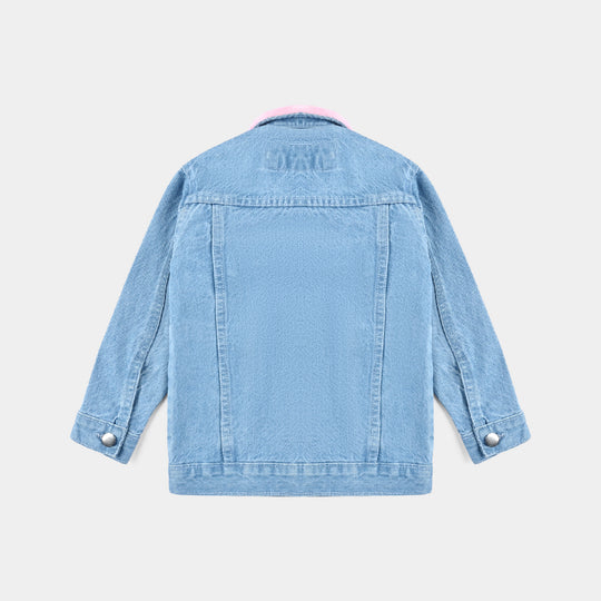 Girls Denim rigid Woven Jacket Love-LT.Blue