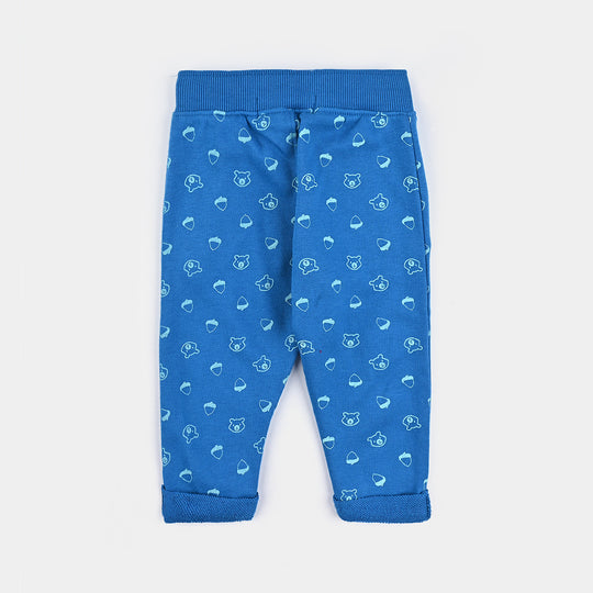 Infant Boys Cotton Terry Pyjama Bear & Acorn-Blue