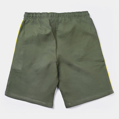 Teens Boys Lycra Terry Knitted Short New Things-Olive