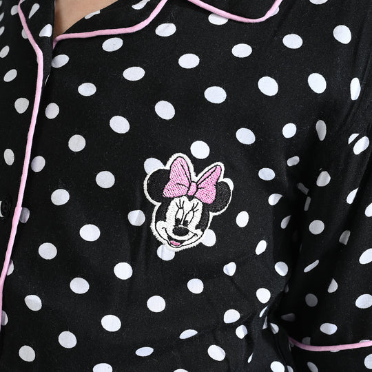 Girls Viscose Nightwear Polka Dot-BLACK