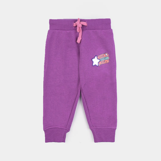 Infant Girls Cotton Terry Pyjama Little Star-Purple