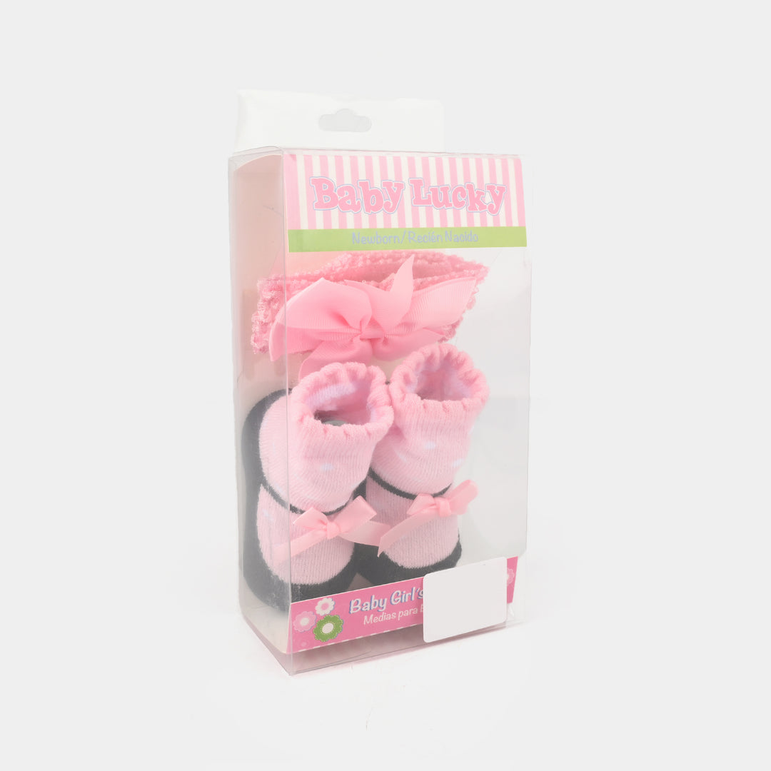 Baby Socks Booties with Headband | 3-12M