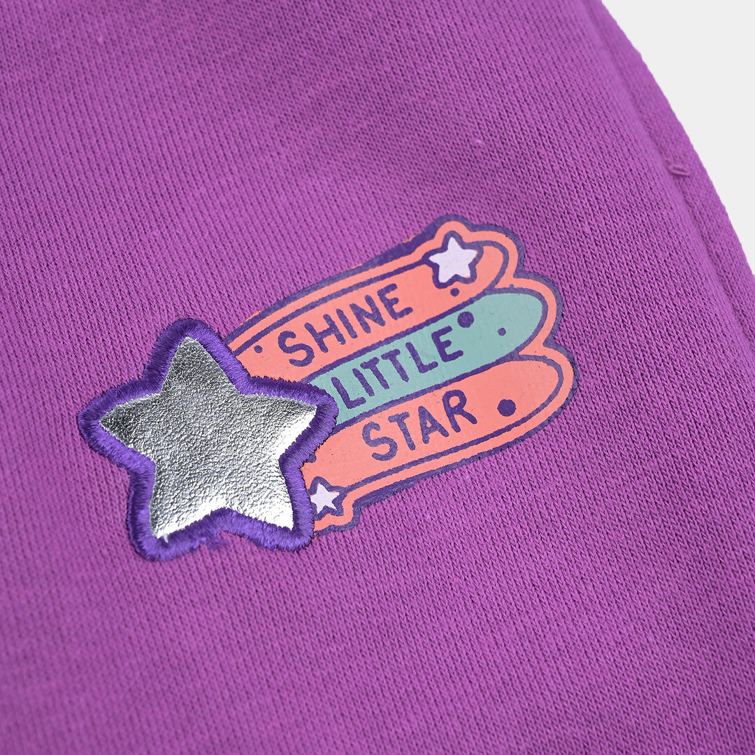 Infant Girls Cotton Terry Pyjama Little Star-Purple