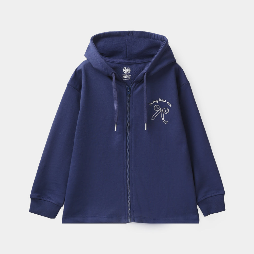 Girls Jersey/Terry 2 Piece Suit Bow-NAVY