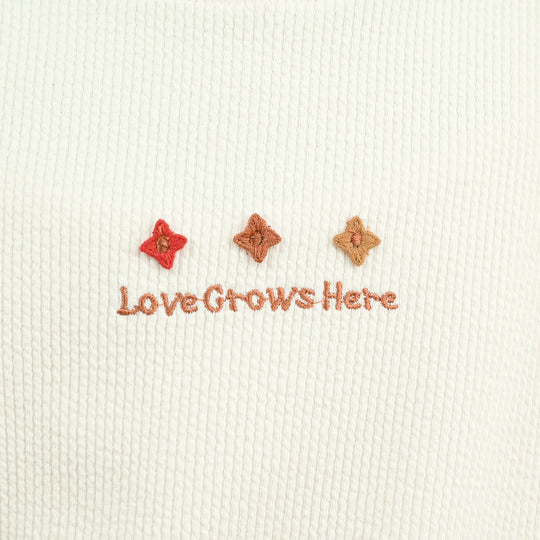 Girls Cotton Rib Sweatshirt Love Grow Here-BROWN