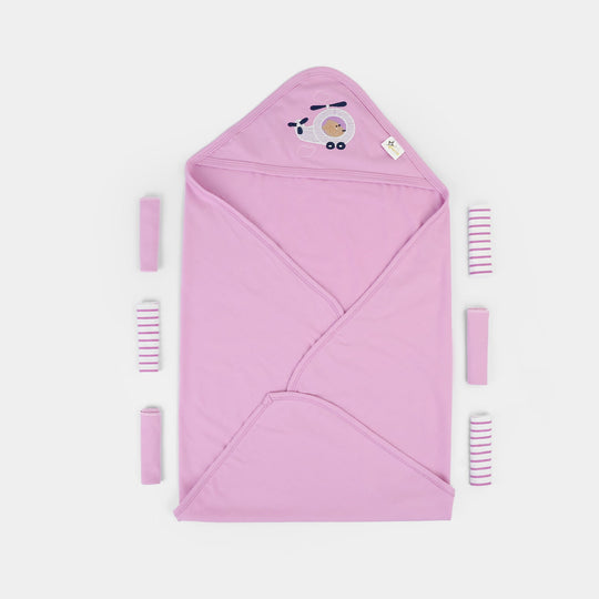 Baby Hooded Wrapping Sheet + 6Pcs Washcloths
