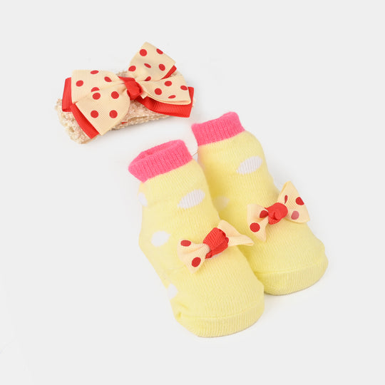 Baby Socks Booties with Headband | 3-12M