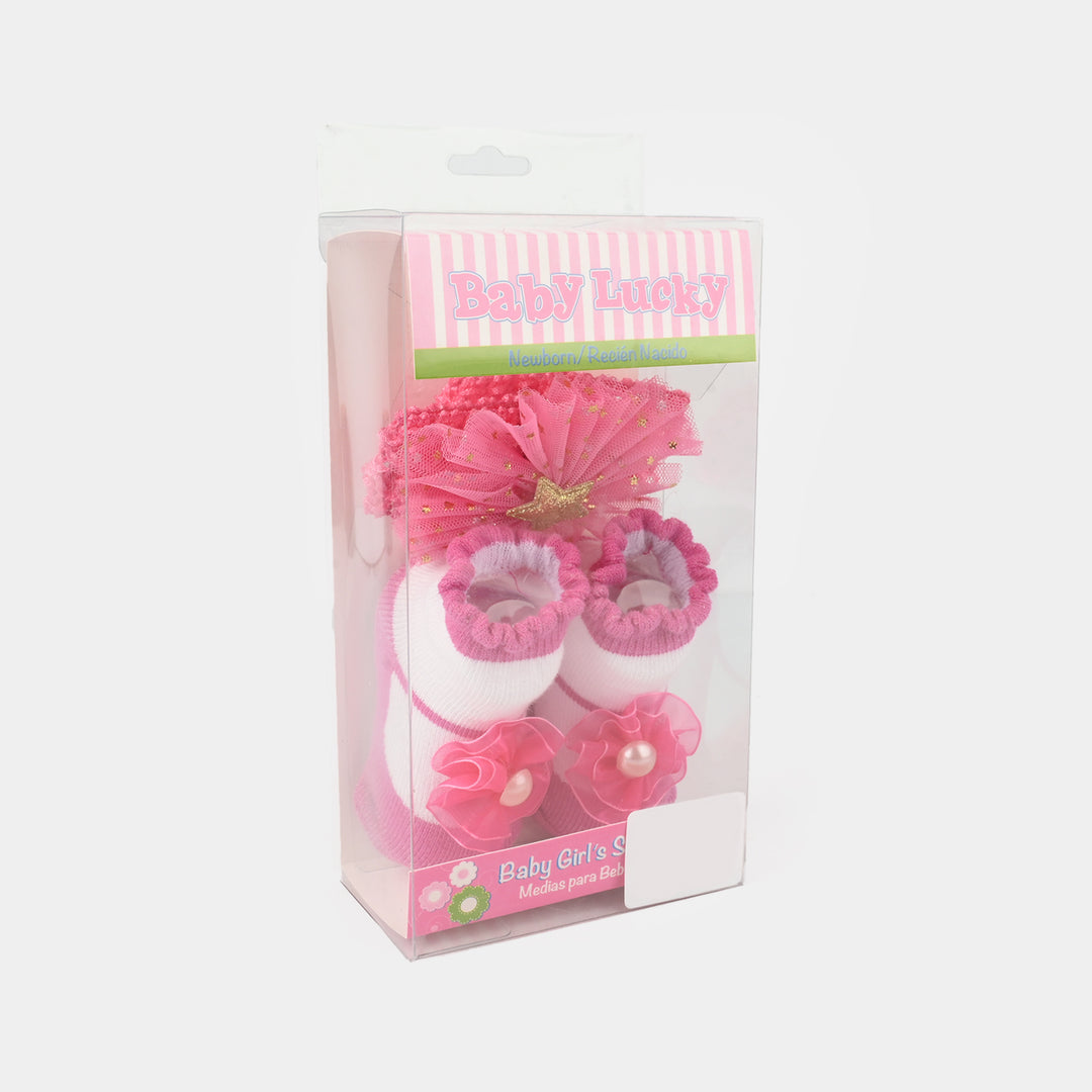 Baby Socks Booties with Headband | 3-12M