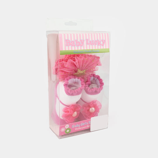 Baby Socks Booties with Headband | 3-12M