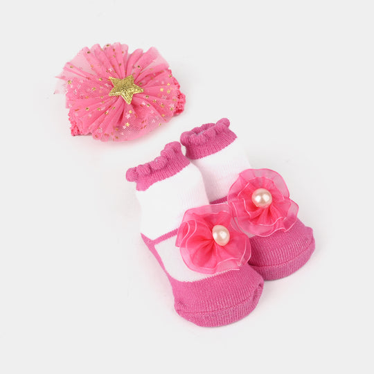 Baby Socks Booties with Headband | 3-12M