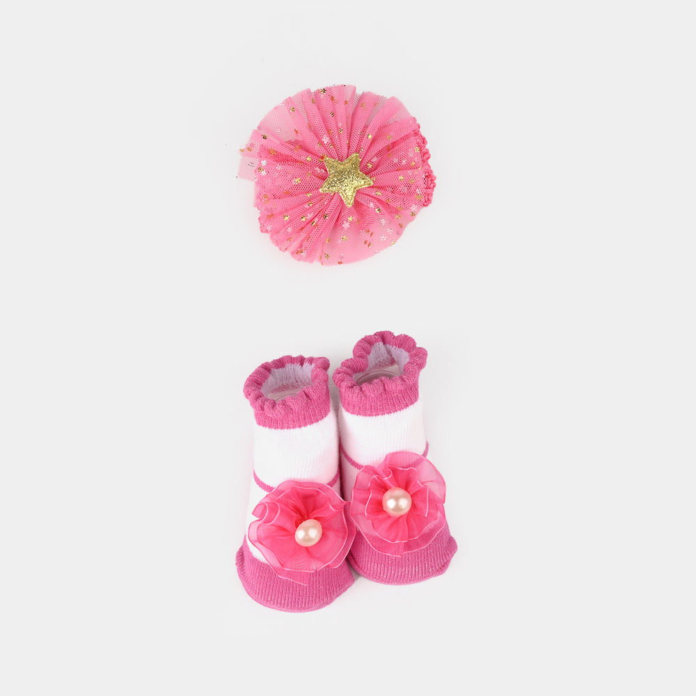 Baby Socks Booties with Headband | 3-12M