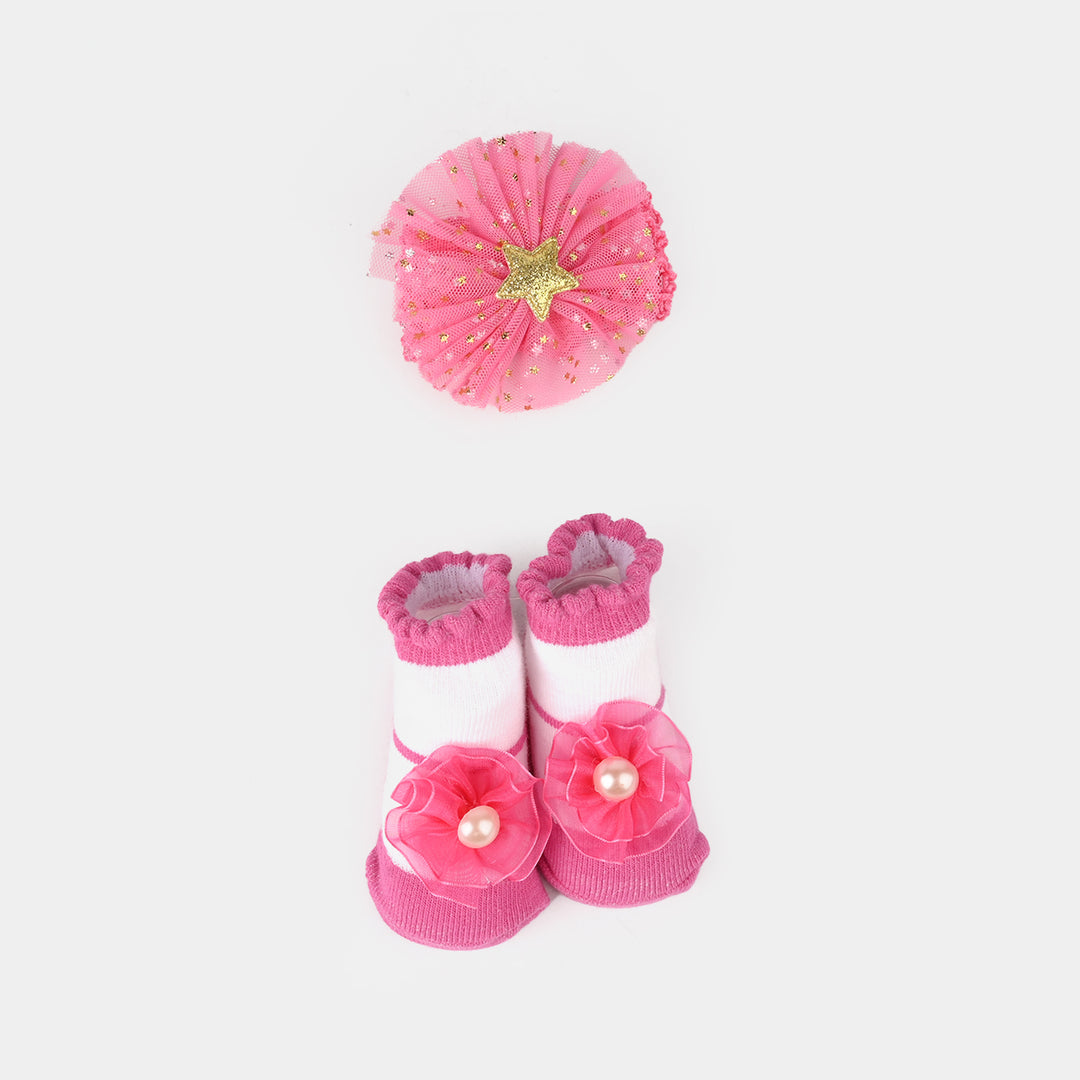 Baby Socks Booties with Headband | 3-12M