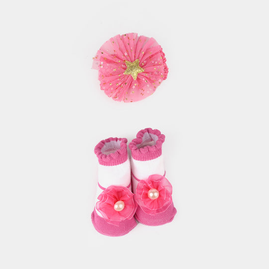 Baby Socks Booties with Headband | 3-12M