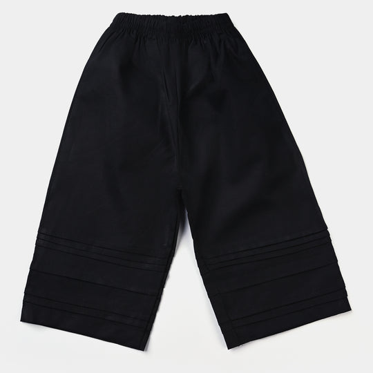 Infant Girls Cotton Pleated Culottes-BLACK