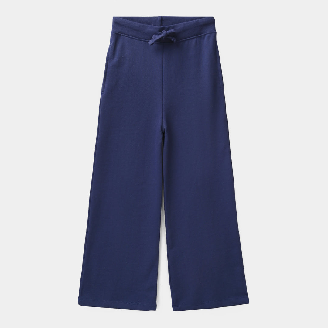 Girls Jersey/Terry 2 Piece Suit Bow-NAVY