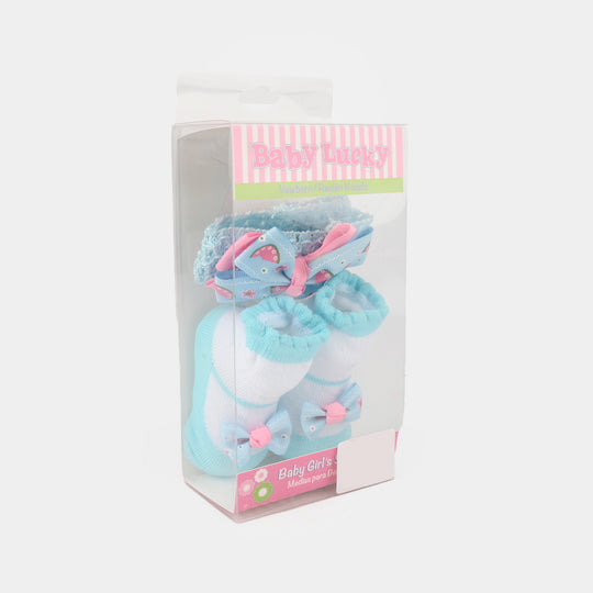 Baby Socks Booties with Headband | 3-12M