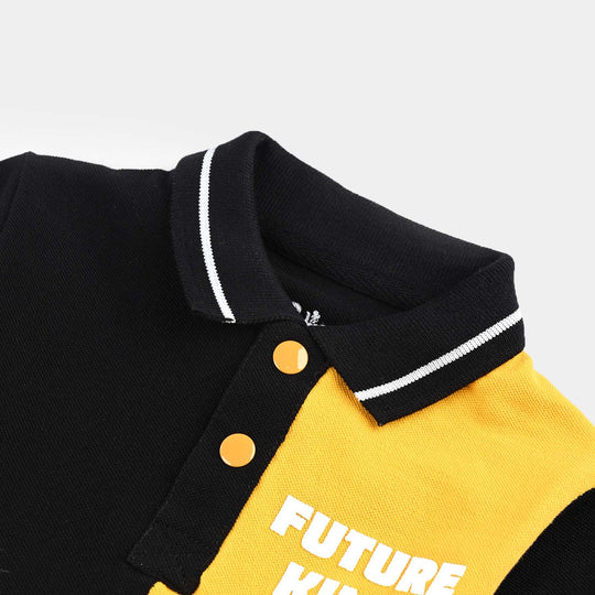 Infant Boys Cotton PK Polo Future King-Citrus/Black