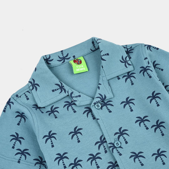 Infant Boys Cotton Interlock Suit Palm Wave-BLUE