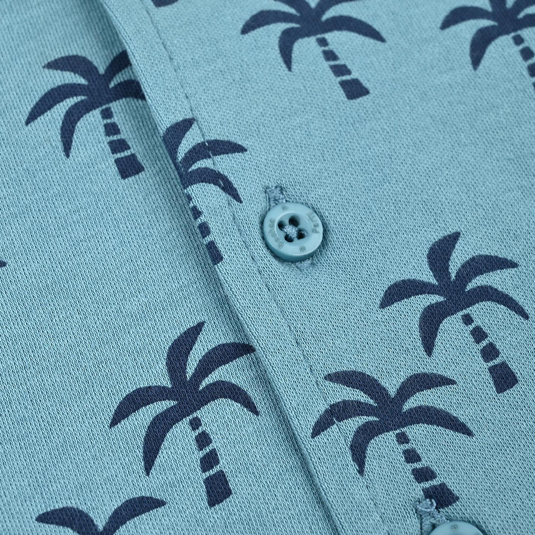 Infant Boys Cotton Interlock Suit Palm Wave-BLUE
