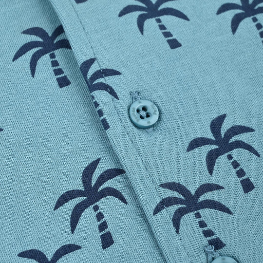 Infant Boys Cotton Interlock Suit Palm Wave-BLUE