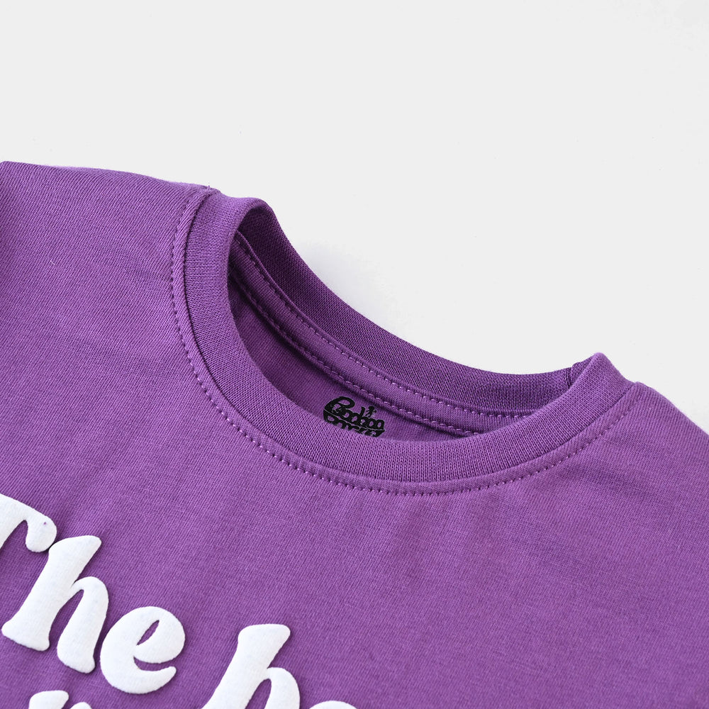 Girls Cotton Jersey T-Shirt F/S Living In The Moment-Purple