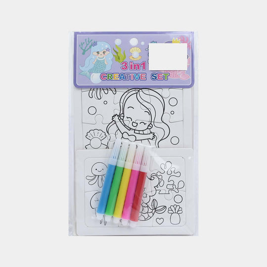 3-in-1 DIY Color-Your-Own Jigsaw Puzzle Set