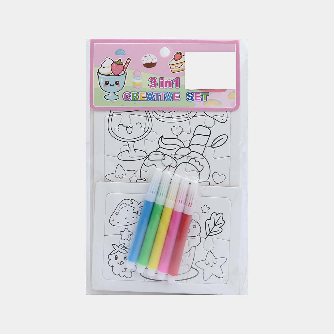 3-in-1 DIY Color-Your-Own Jigsaw Puzzle Set