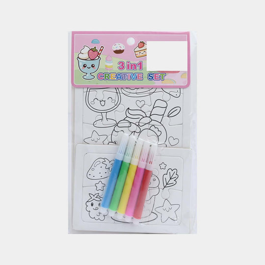 3-in-1 DIY Color-Your-Own Jigsaw Puzzle Set
