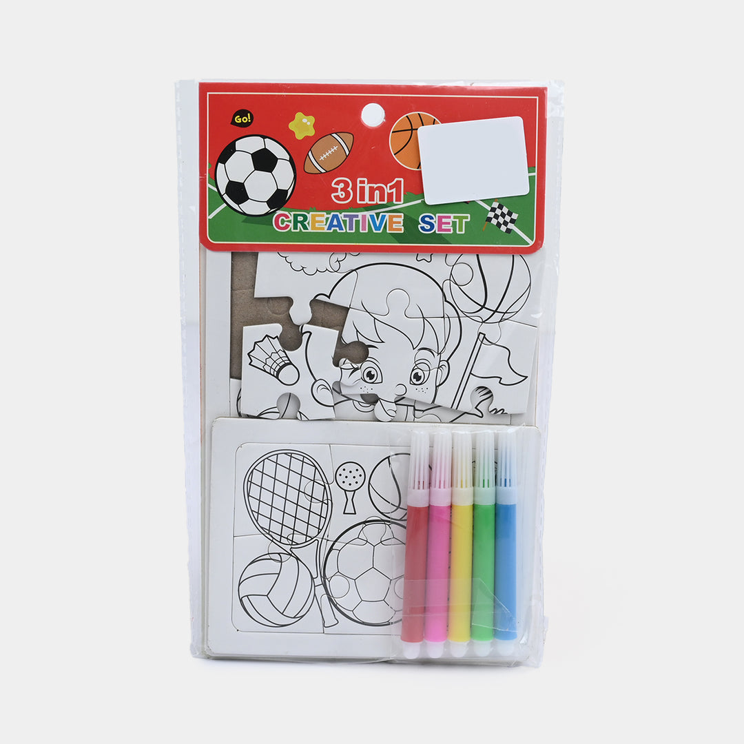 3-in-1 DIY Color-Your-Own Jigsaw Puzzle Set