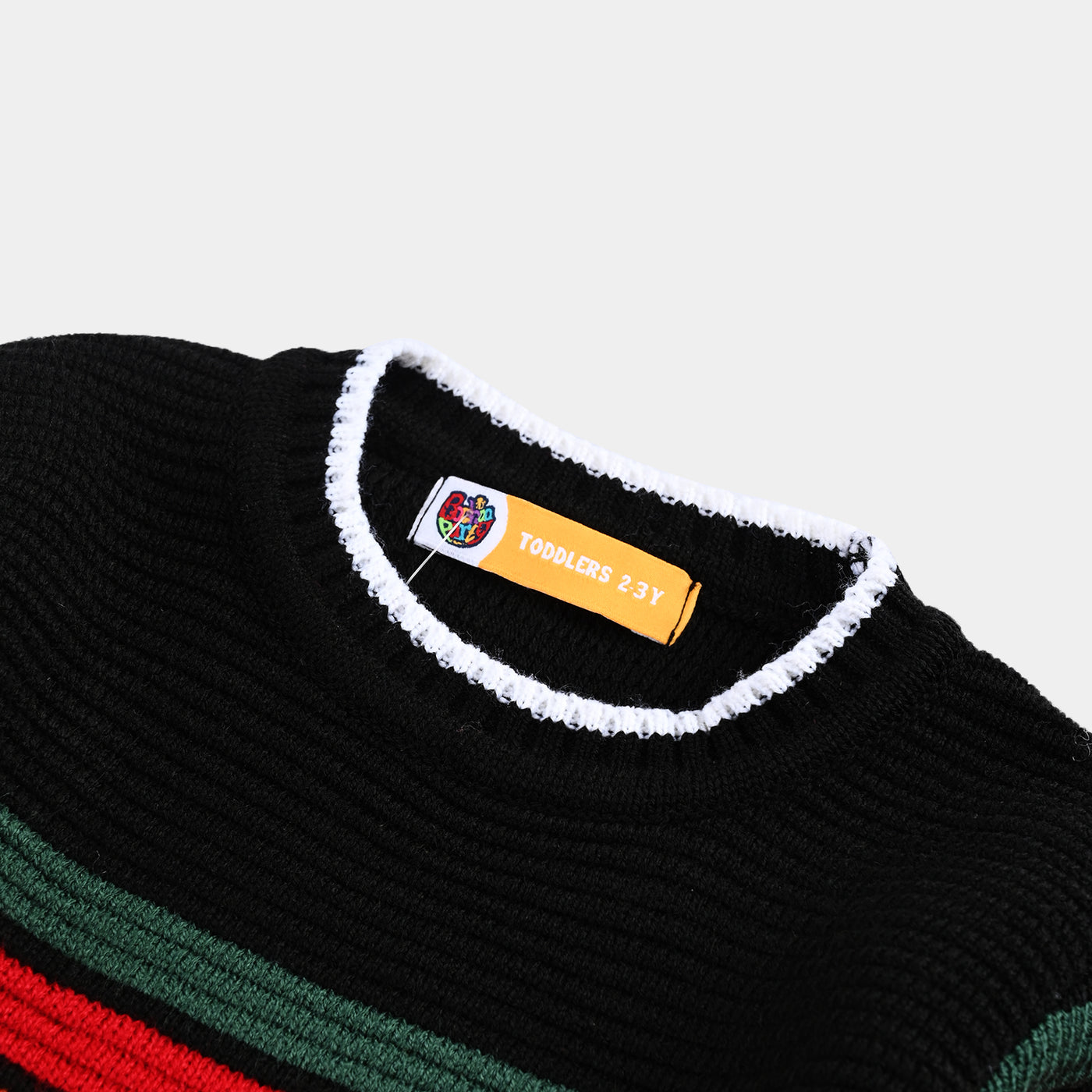 Boys Acrylic Sweater Multi Stripe-BLACK