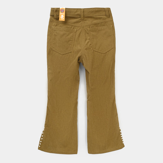 Girls Corduroy Pant Slit-BEIGE