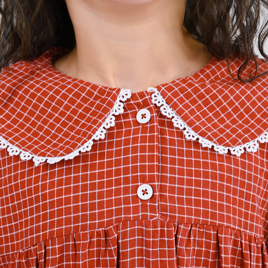 Girls CVC Casual Frock Elegant-MAROON
