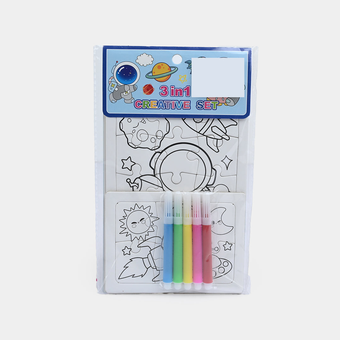 3-in-1 DIY Color-Your-Own Jigsaw Puzzle Set