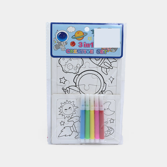 3-in-1 DIY Color-Your-Own Jigsaw Puzzle Set
