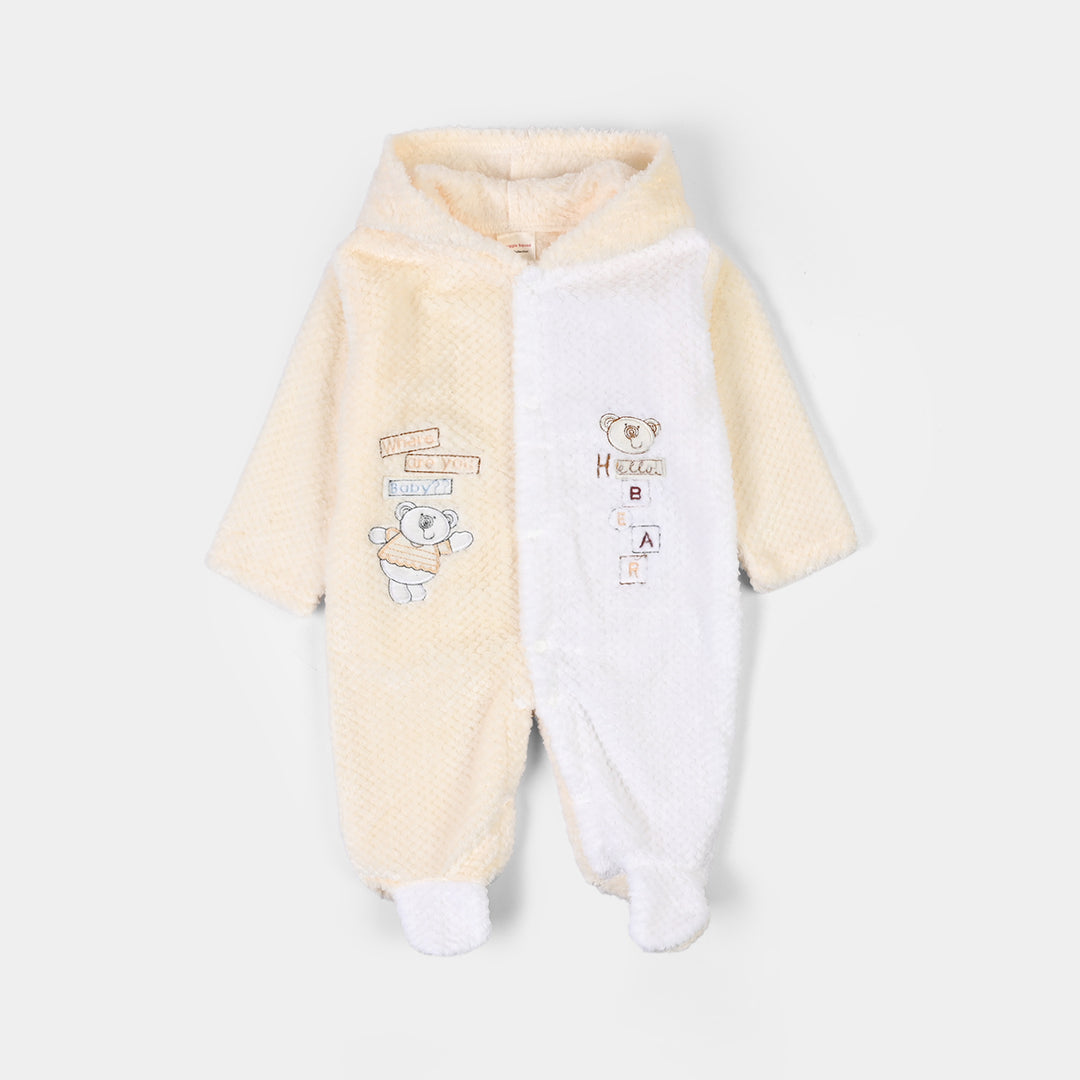Infant Unisex Sherpa Romper FL235-1P - White/Yellow