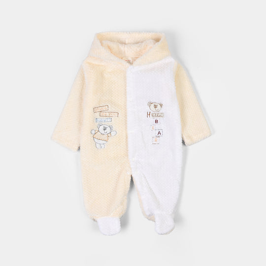 Infant Unisex Sherpa Romper FL235-1P - White/Yellow