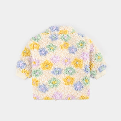 Infant Girls Fleece Knitted Jacket Pastel Garden-Multi