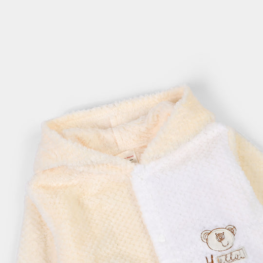Infant Unisex Sherpa Romper FL235-1P - White/Yellow