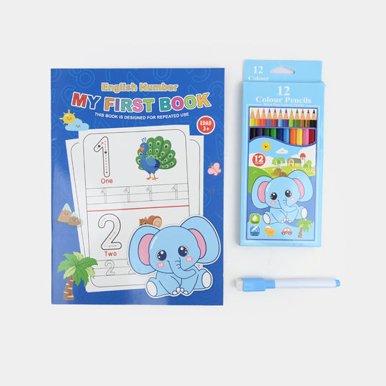 Reusable Tracing Set with 12 Color Pencils &amp; Dry-Erase Marker