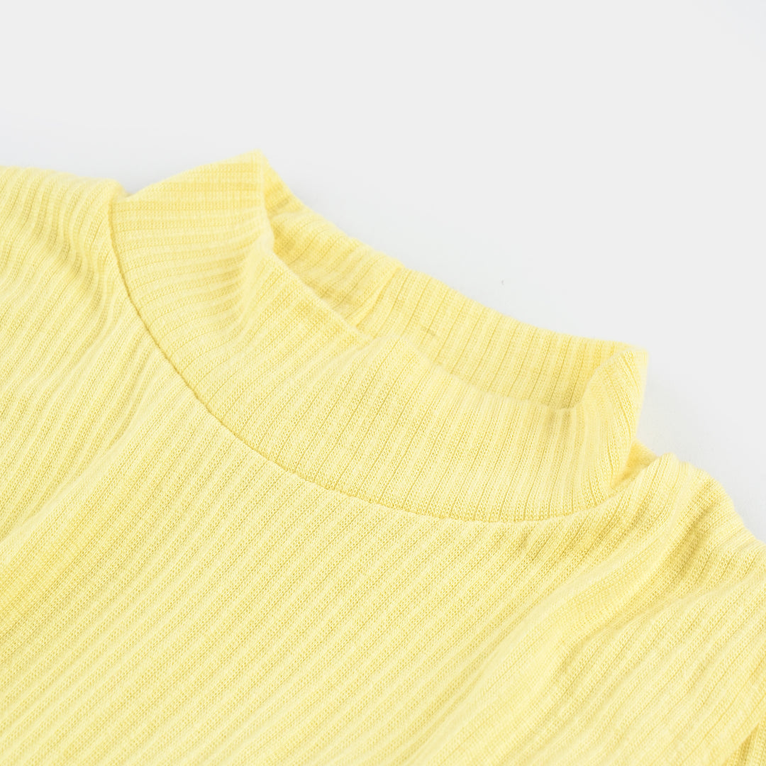 Kids Unisex Turtle Neck T-Shirt-L.Yellow