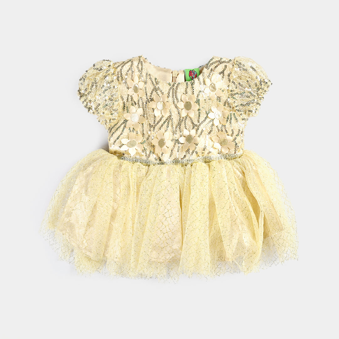 Infant Girls Sequence Fancy Frock Shimmer-W Gold