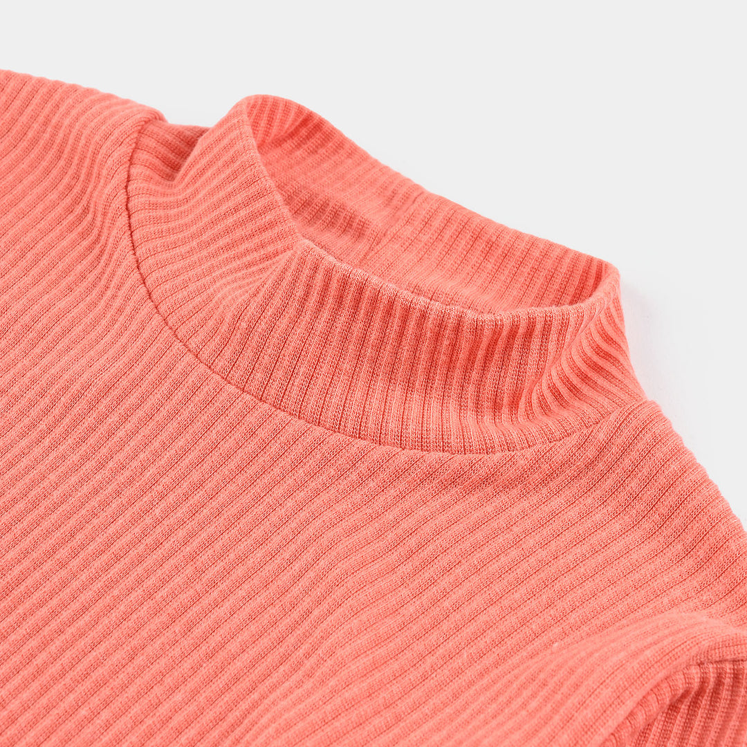 Kids Unisex Turtle Neck T-Shirt-Peach