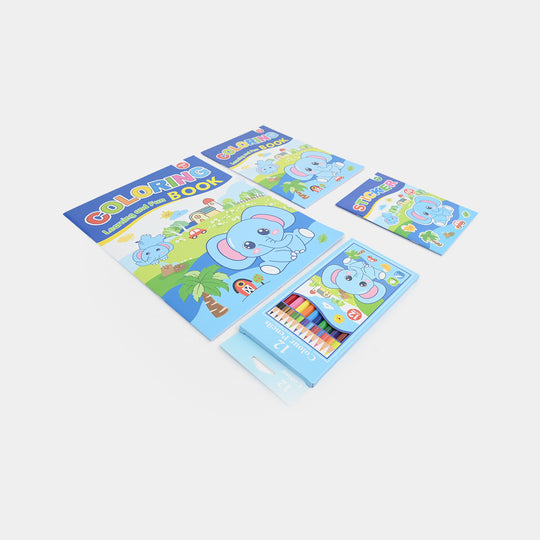Cute Learning & Fun Coloring & Sticker Activity Set
