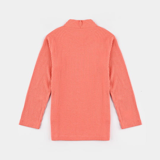 Kids Unisex Turtle Neck T-Shirt-Peach